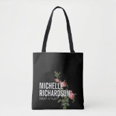 Bloemen Vette Tekst op Zwart Gepersonaliseerd Tote Bag (Voorkant)