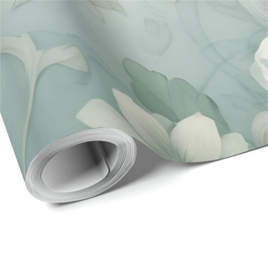 Bloemen Victoriaans Blauw Grijs Elegant Flower Fan Cadeaupapier (Rol Hoek)