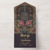 Bloemen Victoriaans Gotische bruiloft All In One Uitnodiging (Binnen)