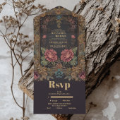 Bloemen Victoriaans Gotische bruiloft All In One Uitnodiging