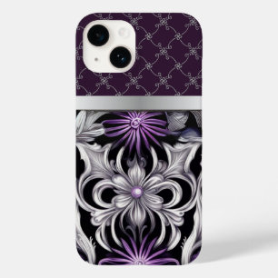 Bloemen Victoriaans Paarse Zwart Zilver Case-Mate iPhone 14 Hoesje