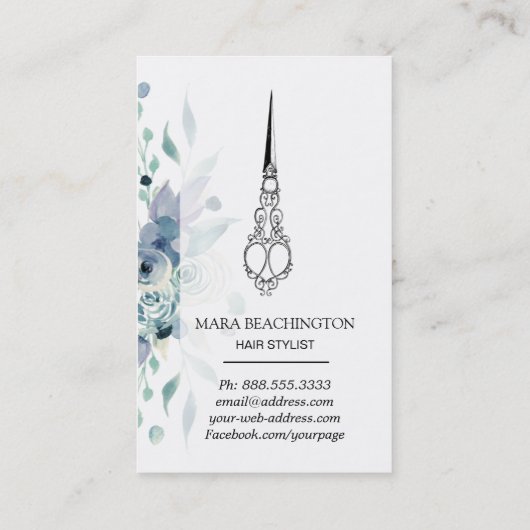 *~* Bloemen  Victoriaans Schaar HAAR SYLIST Visitekaartje (Achterkant)
