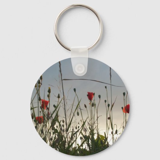 Bloemen - Vier rode papavers Sleutelhanger (Voorkant)