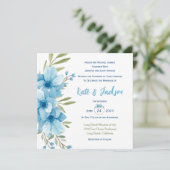 Bloemen Vierkant Uitnodiging in Blauwe Aquarel (Staand voorkant)