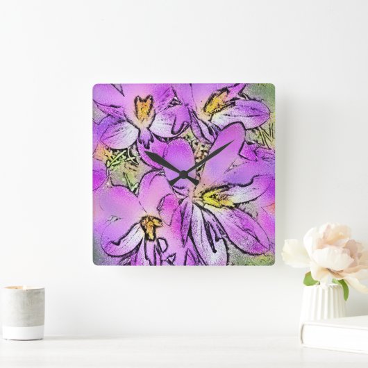 BLOEMEN VIERKANTE KLOK (Huis)