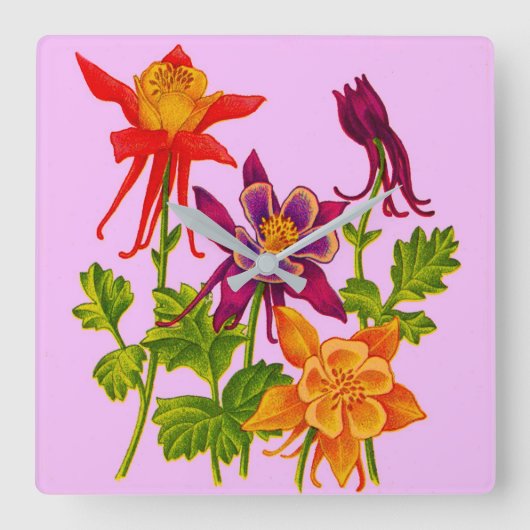 bloemen vierkante klok (Voorkant)