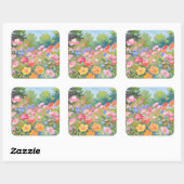 Bloemen Vierkante Sticker (Vel)