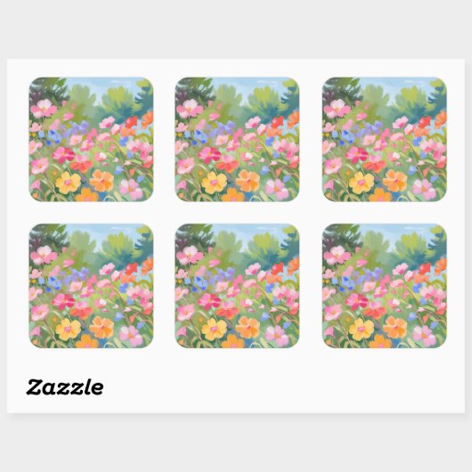Bloemen Vierkante Sticker (Vel)
