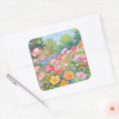 Bloemen Vierkante Sticker (Envelop)