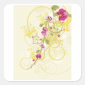  bloemen vierkante sticker (Voorkant)