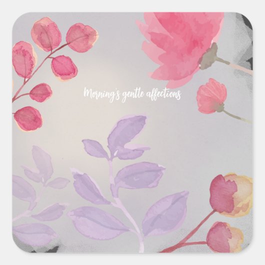 Bloemen Vierkante Sticker (Voorkant)