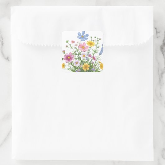 Bloemen Vierkante Sticker (Tas)