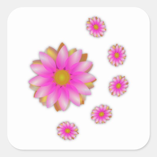 Bloemen Vierkante Sticker (Voorkant)