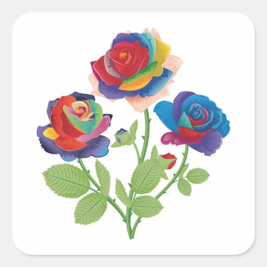  bloemen vierkante sticker (Voorkant)