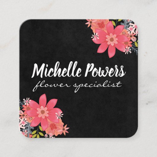 Bloemen Vierkante Visitekaartje (Voorkant)