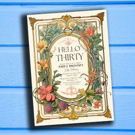 Bloemen Vintage 30e Verjaardagsfeest Kaart