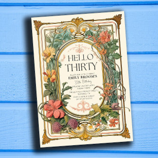 Bloemen Vintage 30e Verjaardagsfeest Kaart