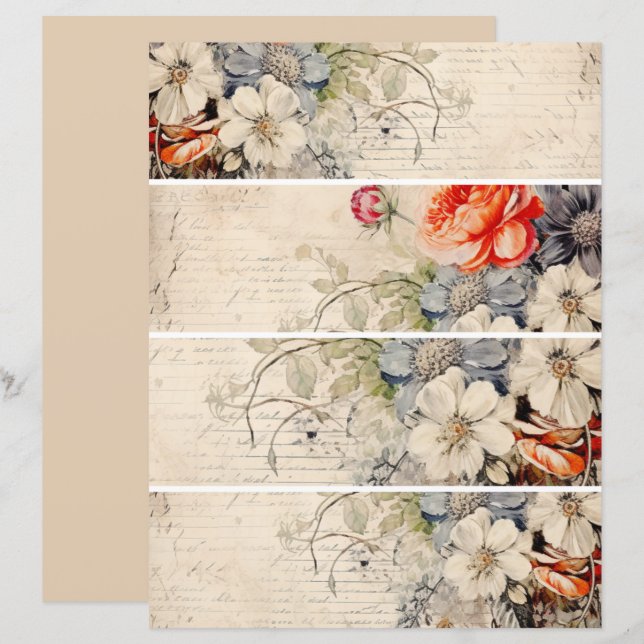Bloemen Vintage Collage 1 (Voorkant / Achterkant)