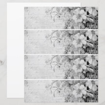 Bloemen Vintage Collage 1 Zwart en Wit