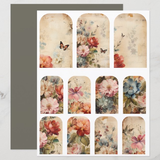 Bloemen Vintage Collage 2 (Voorkant / Achterkant)