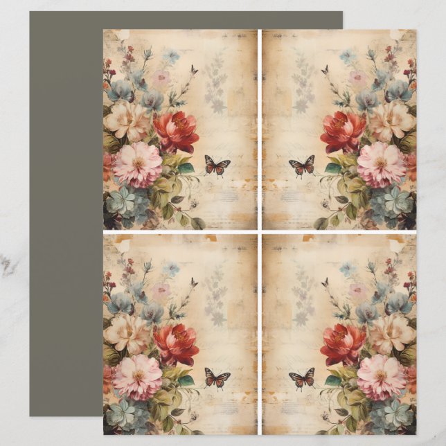 Bloemen Vintage Collage 2b (Voorkant / Achterkant)