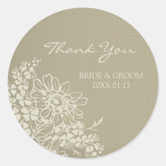 Bloemen Vintage Dank u bruiloft gunst Labels (Voorkant)