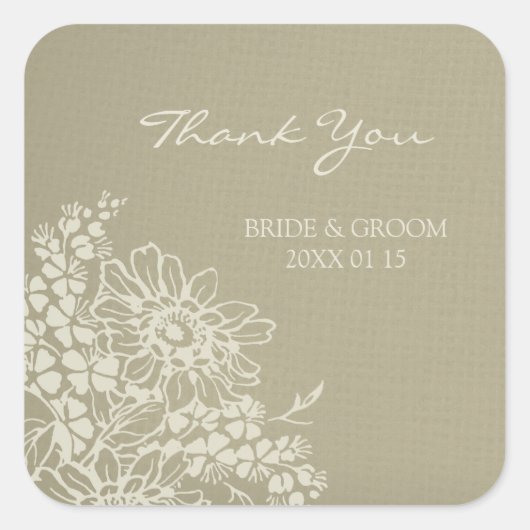 Bloemen Vintage Dank u bruiloft gunst Labels (Voorkant)
