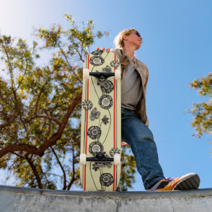 Bloemen Vintage Koele Retro Bloemtekening Meisjesa Persoonlijk Skateboard