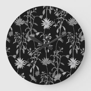 Bloemen vintage: naadloze uitnodigingsachtergrond. grote klok