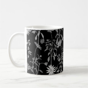 Bloemen vintage: naadloze uitnodigingsachtergrond. koffiemok