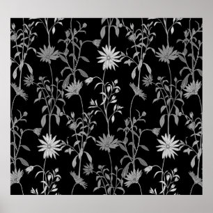 Bloemen vintage: naadloze uitnodigingsachtergrond. poster
