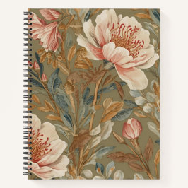 Bloemen, Vintage, Weelderige Tuinbloemen Notitieboek