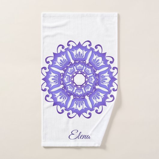 Bloemen violette mandala. Naam Bad Handdoek (Handdoek)