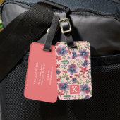 Bloemen Viooltjes bloemendrukt monogram Lug Bagagelabel