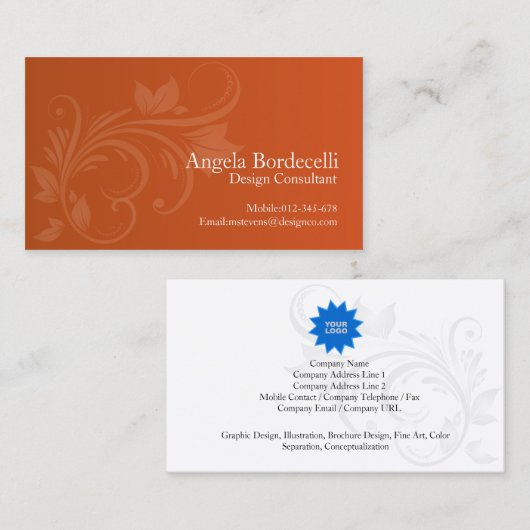 Bloemen Visitekaartje Bloemen Swirl 1 (Voorkant / Achterkant)