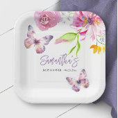 Bloemen vlinder Baby shower beschikbaar Papieren Bordje