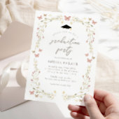 Bloemen Vlinder Blush Pink Foto Afstuderen Kaart