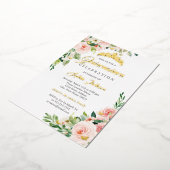 Bloemen Vlinder Blush Roze Goud Quinceanera Folie Uitnodiging (Gedraaid)