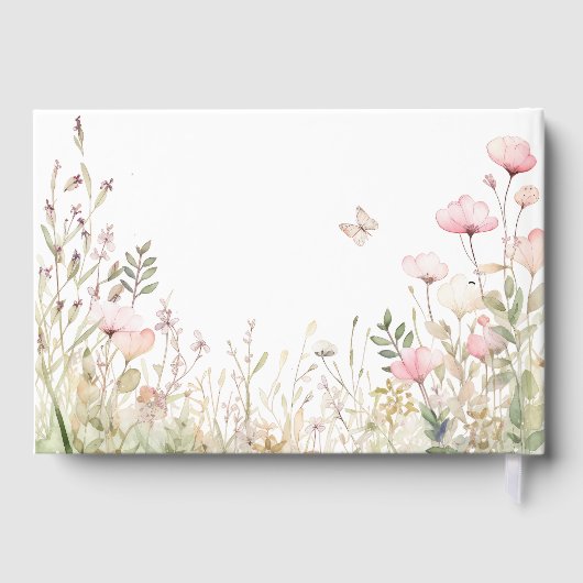 Bloemen vlinder bruiloft gastenboek (Achterkant)