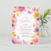 Bloemen Vlinder Doop Doopsel Meisje Bright Kaart (Staand voorkant)