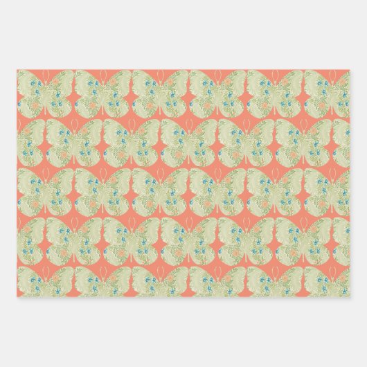  Bloemen Vlinder Groen Wrap Craft Paper (Voorkant 3)