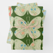  Bloemen Vlinder Groen Wrap Craft Paper (In situ)