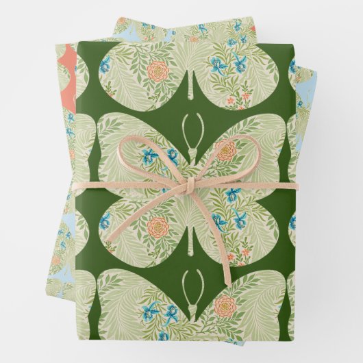  Bloemen Vlinder Groen Wrap Craft Paper (In situ)