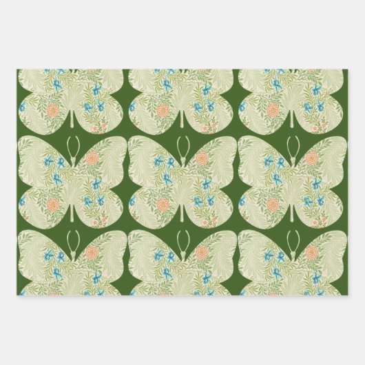  Bloemen Vlinder Groen Wrap Craft Paper (Voorkant)