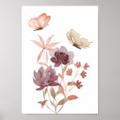 Bloemen Vlinder Kinderkamer Poster Kinderkamer Dec (Voorkant)