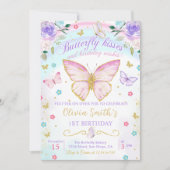 Bloemen vlinder kusjes en verjaardagswensen kaart (Voorkant)