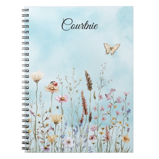 Bloemen Vlinder lieveheersbeestje Notitieboek (Voorkant)