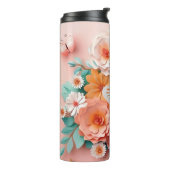 Bloemen & Vlinder -LT Roze- Slanke Thermische Tumb Thermosbeker (Gedraaid links)