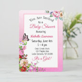 Bloemen Vlinder Meisje Baby shower Kaart (Staand voorkant)