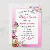 Bloemen Vlinder Meisje Baby shower Kaart (Voorkant)